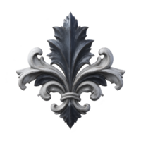 Ornate fleur de lis design in metallic tones, featuring intricate detailing and symmetrical pattern. elegant emblem is often associated with heraldry and classic decor png