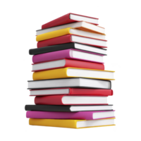 Tall stack of colorful hardcover books is arranged in neat pile, showcasing variety of vibrant covers. books are stacked vertically, creating eye catching display of literature png