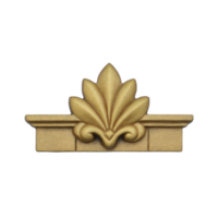 Decorative golden fleur de lis ornament with textured finish, often used in architecture or design for elegant touch. symbol is mounted on rectangular base png