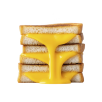 Stack of toasted bread slices with melted cheese oozing between them creates delicious and tempting visual. golden cheese contrasts with crispy bread, evoking sense of comfort and indulgence png