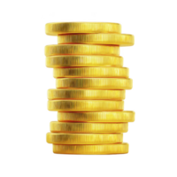 Stack of shiny gold coins is neatly arranged, symbolizing wealth and prosperity. coins are perfectly aligned, showcasing their smooth, reflective surfaces and intricate details png