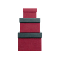 Three stacked red and gray gift boxes create festive and elegant display, perfect for celebrations or special occasions. textured surface adds touch of sophistication png