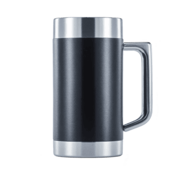 lustroso, Preto inoxidável aço viagem caneca com lidar, perfeito para guardando bebidas quente ou frio. moderno Projeto é ambos funcional e à moda, ideal para em ir usar png