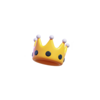 3D illustration of yellow crown with black dots and white tips, floating against transparent background. crown has playful and cartoonish design, evoking sense of fun and royalty png