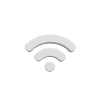 White 3D Wi Fi symbol on transparency background represents wireless connectivity and internet access. minimalist design emphasizes technology and communication png