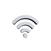 3D illustration of Wi Fi symbol with glossy, metallic finish, representing wireless connectivity and internet access. symbol is isolated on transparency background png