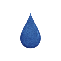 Textured blue water droplet shape on transparency background symbolizes purity and freshness. simple design emphasizes droplet smooth contours and vibrant color png