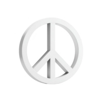 White 3D peace symbol stands out against plain background, representing harmony and tranquility. minimalist design emphasizes simplicity and universal peace png