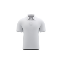 Plain white polo shirt with short sleeves and collar is displayed against transparent background. shirt features buttoned placket and is designed for casual wear png