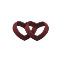 Two intertwined red heart shapes symbolize love and connection, set against transparent background. design is simple and elegant, perfect for romantic themes or Valentine Day png