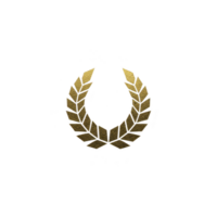 Golden laurel wreath symbolizing victory and achievement, set against transparent background. design is elegant and classic, often associated with honor and excellence png