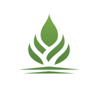 Green abstract leaf logo design with modern and minimalist style, featuring layered leaf shapes forming symmetrical pattern. design conveys sense of nature and growth png