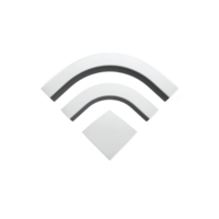 3D white Wi Fi symbol on transparency background, representing wireless connectivity and internet access. minimalist design emphasizes technology and communication png
