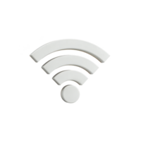 White 3D Wi Fi symbol on transparent background represents wireless internet connectivity. minimalist design emphasizes technology and communication in modern context png