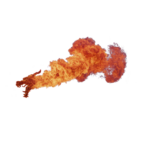 Dynamic burst of orange and red flames with smoke trails against transparent background, creating dramatic and intense visual effect png