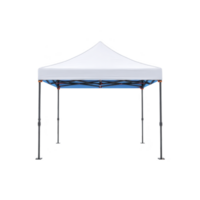 White pop up canopy tent with peaked roof and adjustable legs, ideal for outdoor events and providing shade. structure is portable and easy to set up png