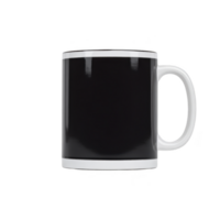 Plain black ceramic mug with white handle and rim, perfect for coffee or tea, is displayed against transparency background. simple design makes it versatile for any kitchen setting png