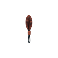 Decorative, brown, leaf shaped pendant with intricate patterns and loop for hanging, showcasing rustic and artistic design png