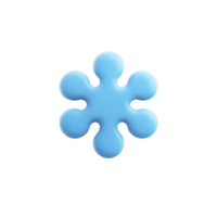 Blue abstract shape resembling snowflake or flower with rounded edges, isolated on transparency background. design is simple and modern, evoking sense of calm and creativity png