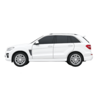 Sleek white SUV is shown side profile view, highlighting its modern design and spacious interior. vehicle features tinted windows and stylish alloy wheels, emphasizing its elegance png