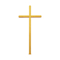 Simple wooden cross with smooth finish, symbolizing faith and spirituality, isolated on transparency background. cross is crafted from light colored wood, emphasizing its natural texture png