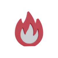 Red and white flame icon with simple, modern design, symbolizing fire or heat. icon has bold outline and minimalist style, often used in digital interfaces or graphic design png