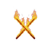 Crossed flaming torches create dramatic and fiery symbol against transparency background, evoking sense of energy and intensity png