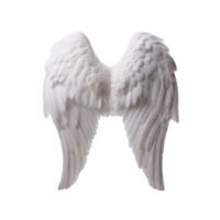 White angel wings with detailed feathers on transparent background, symbolizing purity and grace. wings are symmetrical and appear soft and fluffy, evoking sense of serenity and ethereal beauty png