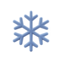 Blue snowflake icon with simple, symmetrical design, symbolizing winter and cold weather. snowflake has six arms and smooth texture, set against transparent background png