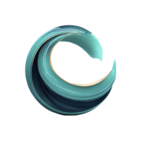 Swirling abstract design in shades of blue and teal forms circular shape, resembling wave or crescent. smooth, flowing lines create sense of motion and elegance against transparent background png