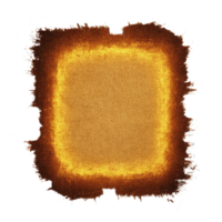 Textured, burnt edged paper with glowing, fiery border creates dramatic and intense visual effect. central area remains untouched, providing striking contrast png