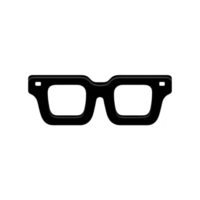 Simple black silhouette of eyeglasses with classic rectangular frame design, often associated with retro or vintage style. image is minimalistic and iconic png