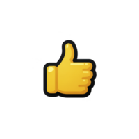 Yellow thumbs up emoji with black outline, symbolizing approval or agreement, is depicted on transparent background. design is simple and modern, conveying positive message png