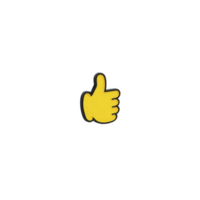 Yellow thumbs up emoji is centered on plain transparency background, symbolizing approval or positivity. simple design and bright color make it stand out effectively png