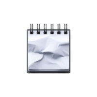 Small spiral bound notepad with crumpled white pages, evoking sense of creativity and spontaneity. notepad is isolated on transparency background, highlighting its simplicity png