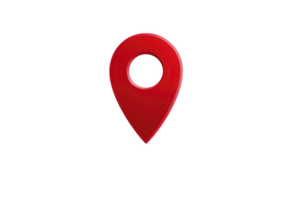 Red location pin icon on transparency background, symbolizing navigation or map markers. pin is simple and modern, often used in digital maps to indicate specific point of interest png