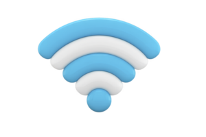 3D illustration of blue and white Wi Fi symbol, representing wireless internet connectivity. design is simple and modern, conveying sense of technology and communication png