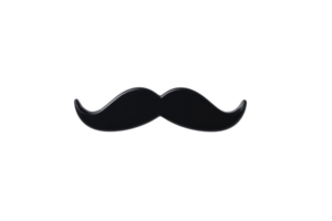 Black silhouette of classic mustache on transparency background, evoking vintage and playful style. simple design is often associated with humor and nostalgia png