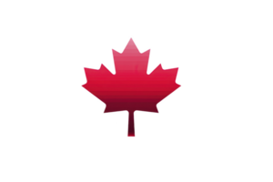 Red maple leaf symbolizing Canada, featuring gradient design on transparent background. This iconic emblem is often associated with Canadian identity and national pride png