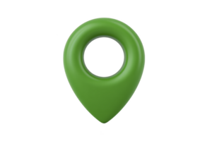 Green 3D location pin icon isolated on transparency background, symbolizing navigation and mapping. pin is smooth and glossy, representing modern digital interface png
