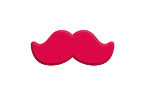 Bright pink mustache shaped object on plain background, symbolizing fun and playfulness. bold color and simple design make it eye catching and whimsical png