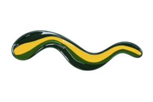 Vibrant, abstract paint splash in green, yellow, and black forms dynamic, wavy shape against transparent background, evoking creativity and movement png