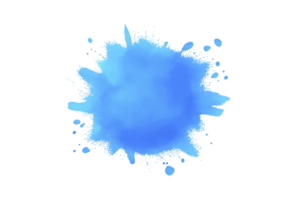 Vibrant blue paint splash with dynamic splatter patterns creates energetic and artistic effect, perfect for creative projects and design inspiration png