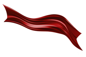 Flowing red ribbon with glossy texture and dynamic curves creates sense of movement and elegance against transparent background png