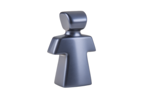 Sleek, metallic abstract sculpture of human figure stands upright, showcasing minimalist design and smooth surfaces. modern art piece exudes sense of calm and sophistication png