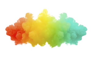 Vibrant cloud of colorful smoke blends seamlessly from red to orange, yellow, green, and blue, creating stunning gradient effect. abstract design evokes sense of creativity and energy png