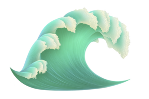Stylized, artistic wave illustration with soft, flowing lines and gradient of teal and white, evoking sense of movement and tranquility png