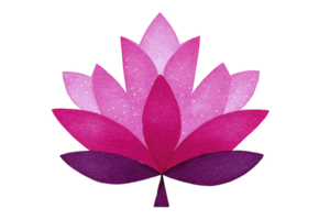 Vibrant, stylized pink and purple lotus flower illustration with layered petals, symbolizing beauty and tranquility. design features gradient effect, adding depth and elegance png