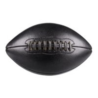 Black leather American football with textured surface and visible laces, isolated on transparency background. ball sleek design and dark color give it modern and stylish appearance png