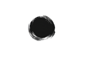 Hand drawn, textured black circle on transparent background, resembling rough brushstroke or sketch, is centered in image. circle uneven edges give it artistic and organic feel png